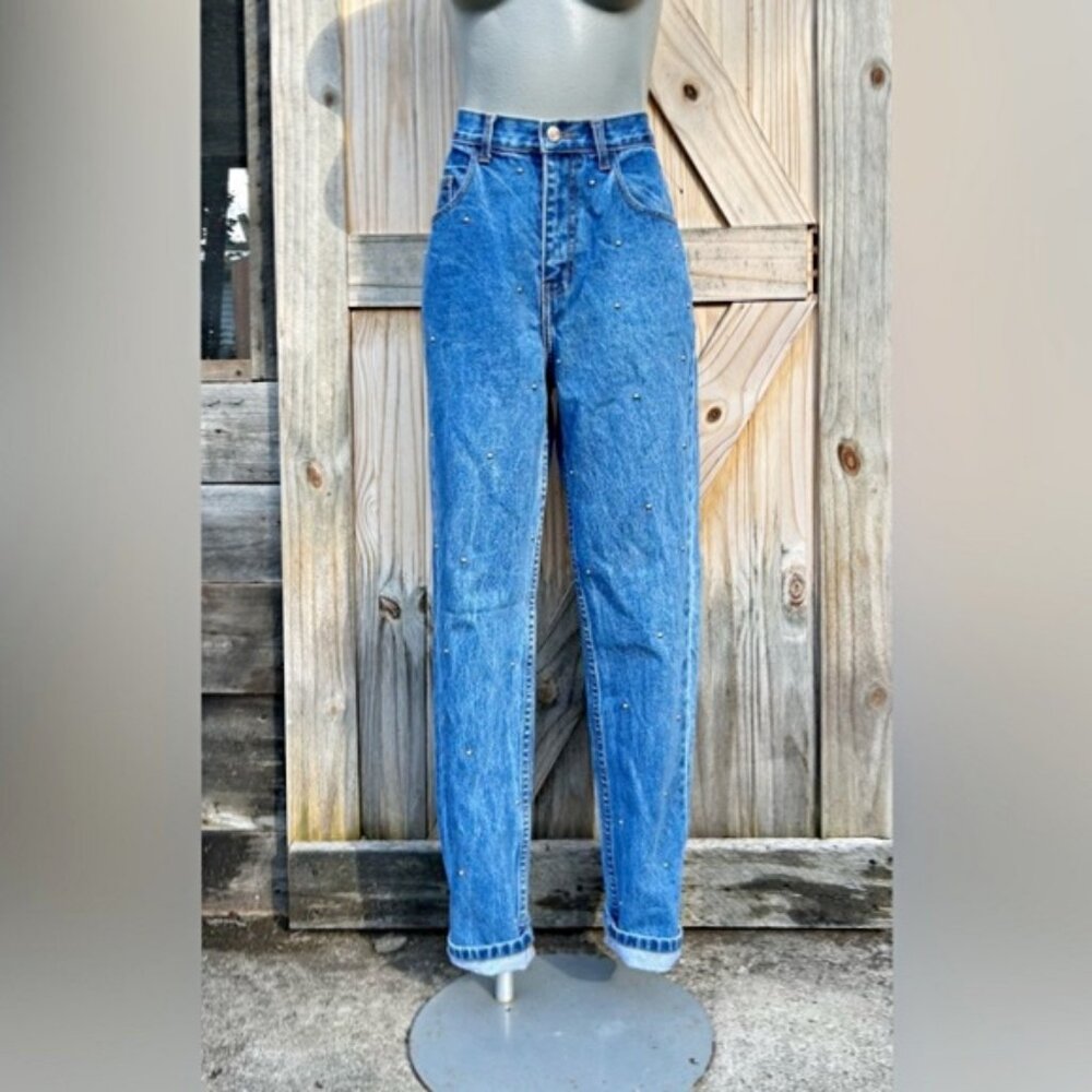 Vintage 80s Fredericks of Hollywood Boom Boom High Waisted Studded Mom Jeans~8~